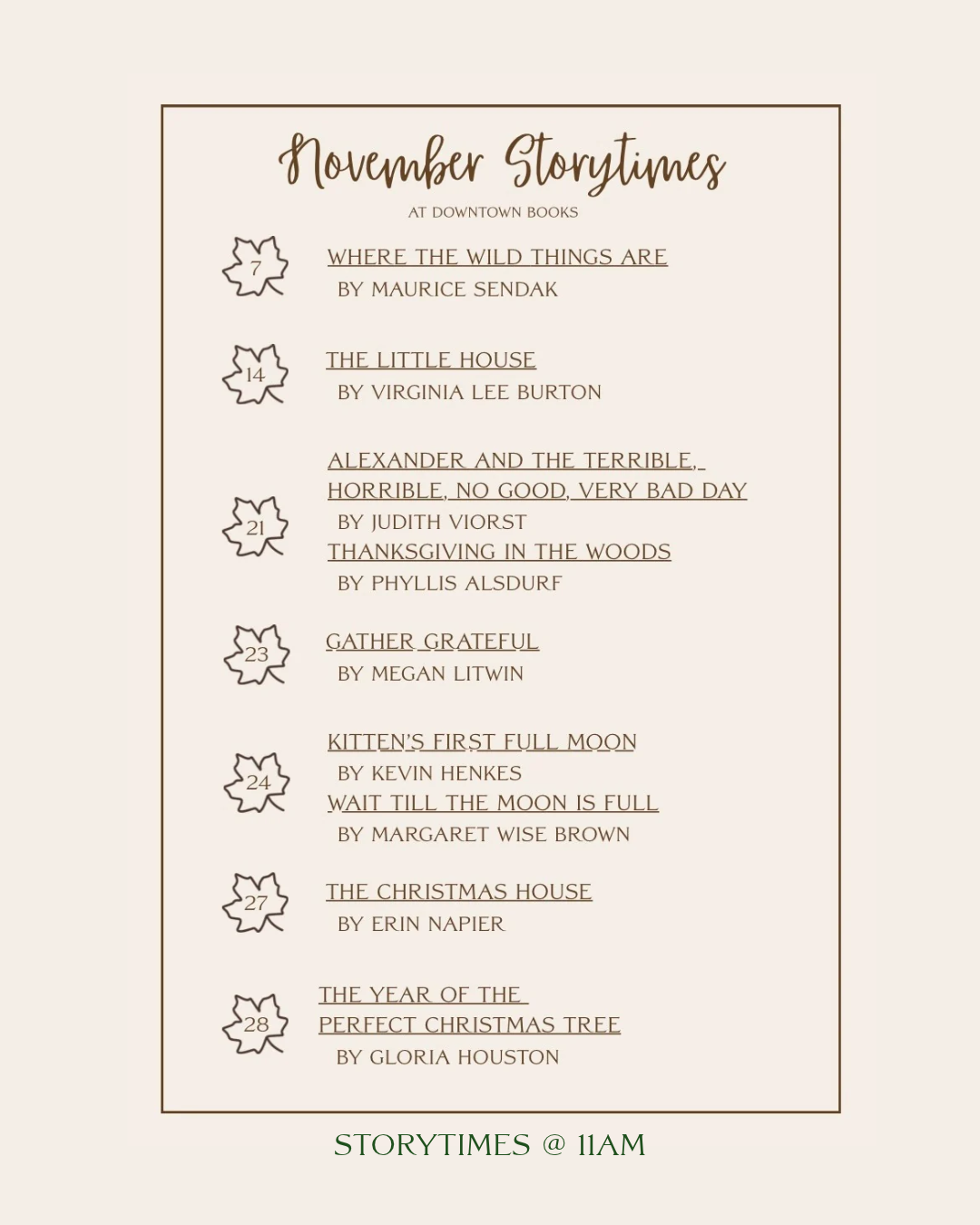 Nov storytimes